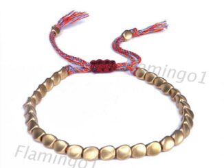 FLGO* Handmade Tibetan Copper Bead Bracelet Buddhist Braided Cotton Luck Rope Bracelet