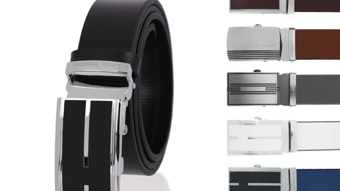 Louis Montini Automatic Belt เข็มขัดหนังแท้ หัวออโต้เมติก เข็มขัดผู้ชาย หนังวัวแท้  Men Belt – MGN350