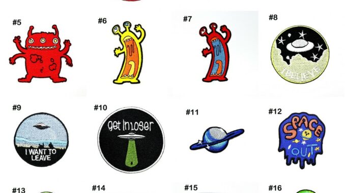 ตัวรีดเอเลี่ยน อวกาศ Alien UFO Space Patch งานปัก DIY wop ตัวรีดติดเสื้อ กางเกง ตัวรีด อาร์ม ลาย เอเลี่ยน การ์ตูน สวย สี