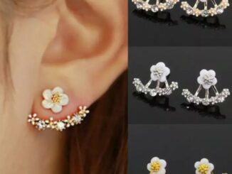 ต่างหู แฟชั่น ผู้หญิง Korean Daisy Flower Ear Ornaments Pearl Horse Eyes Leaves Snowflake Stud Earrings - 1 คู่