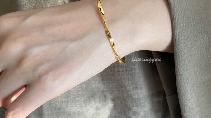 สร้อยข้อมือ กําไลข้อมือ ชุบทอง 14K แบบเปิด วางซ้อนกันได้