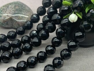 Black Agate Onyx Beads อาเกตสีดำนิลลูกปัด 4/6/8/10 / 12mm เหลี่ยมเพชรพลอยหินธรรมชาติตัดอัญมณีหลวม DIY