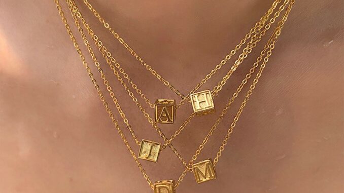 seadada สร้อยตัวอักษร A-Z สร้อยพร้อมจี้ 14k squares letter necklace seadada สร้อยตัวอักษร A-Z สร้อยพร้อมจี้ 14k squares letter necklace