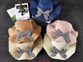 หมวกสานผู้หญิงปีกหยักคลื่น ปีกกว้างบังแดดได้ดีพร้อมส่งC012