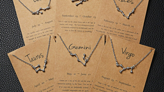 ( Stock ) สร้อยคอโซ่จี้คริสตัล 12 ราศีสําหรับผู้หญิง