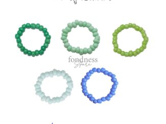 แหวนลูกปัด เอ็นยืด แหวนมินิมอล แหวนสีพื้น โทนฟ้า-เขียว(2) สี I - M [Fondness Store]