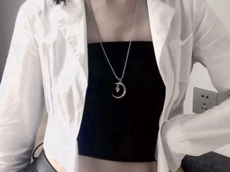 สร้อยคอเงินยาว สีเงิน สไตล์เกาหลี สำหรับผู้หญิง