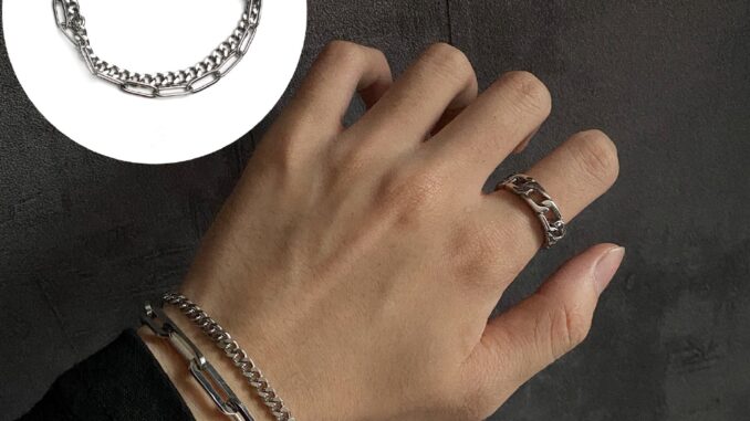 สร้อยข้อมือไทเทเนียมสไตล์ฮิปฮอป สําหรับผู้ชายและผู้หญิง