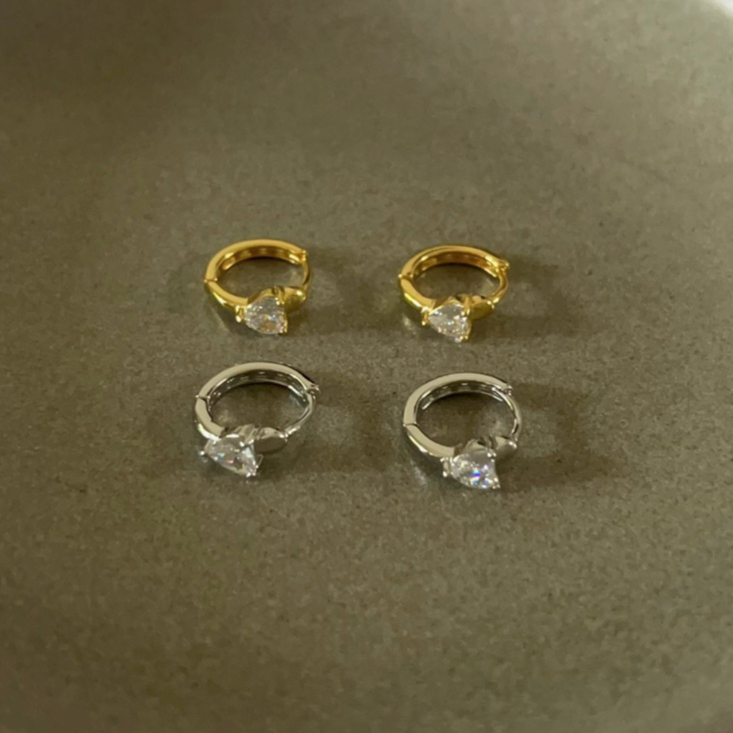 003-littlegirl gifts-ต่างหูห่วงฝังเพชรรูปหัวใจs925