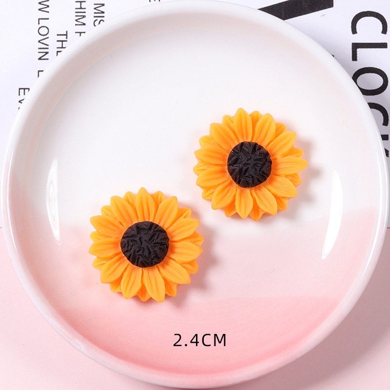 10 ชิ้น ดอกทานตะวัน ดอกทานตะวัน เรซิน เครื่องประดับ อุปกรณ์ diy วัสดุ ครีม กาว