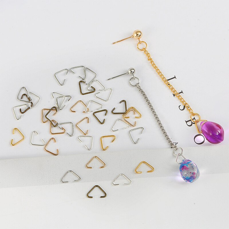 100pcs 6x10mm Triangle Clasps Buckle Loops Jump Rings Split Rings Connectors Clasps Hooks for Jewelry Making Accessories
