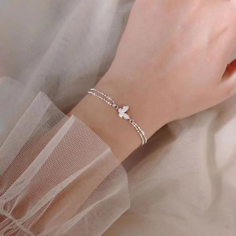 17KM เครื่องประดับ สร้อยข้อมือ สายโซ่ ประดับคริสตัล รูปผีเสื้อ สําหรับผู้หญิง