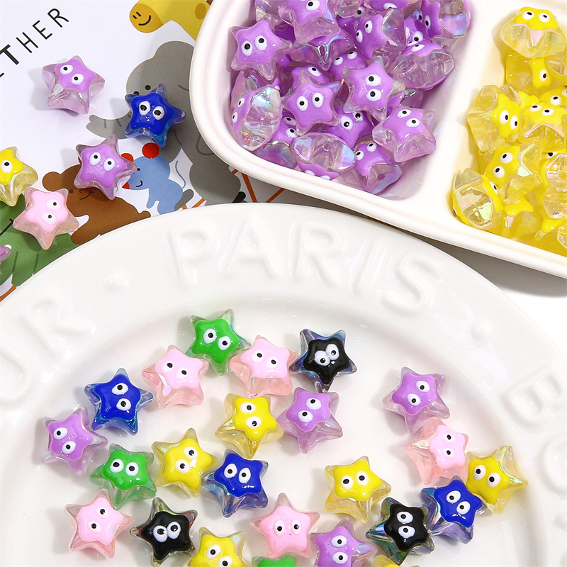 [19 มม.] ลูกปัดดาวห้าแฉก ตาเล็กน่ารัก เครื่องประดับ สร้อยข้อมือ DIY
