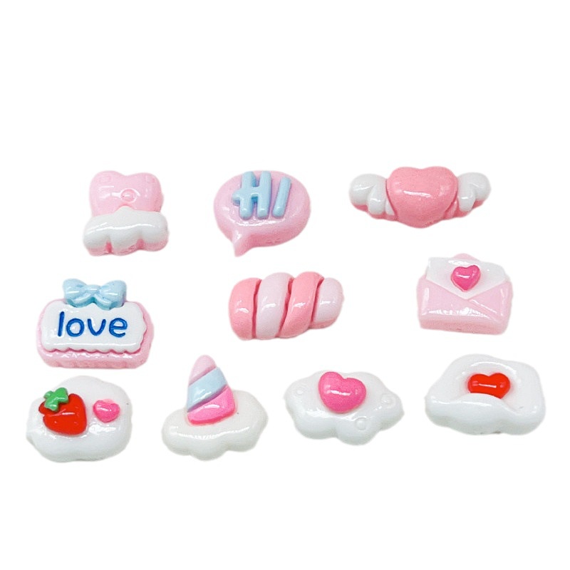 [2 #] Jibbitz Crocs แผ่นเรซิ่น รูปก้อนเมฆ สีชมพู ขนาดเล็ก อเนกประสงค์ สําหรับตกแต่งรองเท้า diy QP