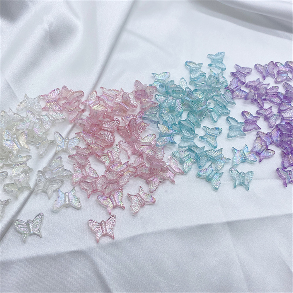 20pcs Acrylic 3D Butterfly Mixed Colour Transparent Butterfly Charm Beads Jewelry Make