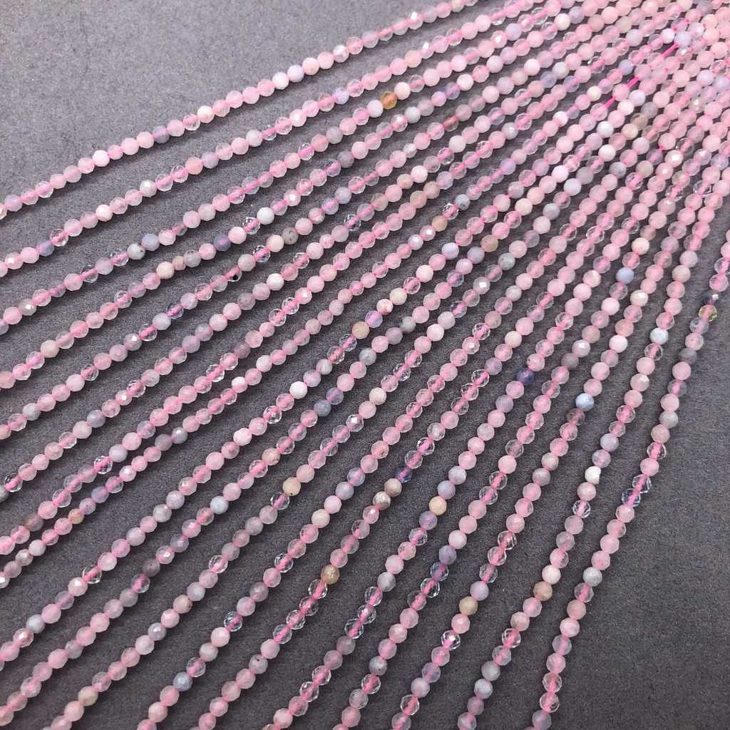 2/3/4 มม. Morganite Pink Beryl หินธรรมชาติลูกปัดขนาดเล็กเหลี่ยมเพชรพลอยตัด DIY