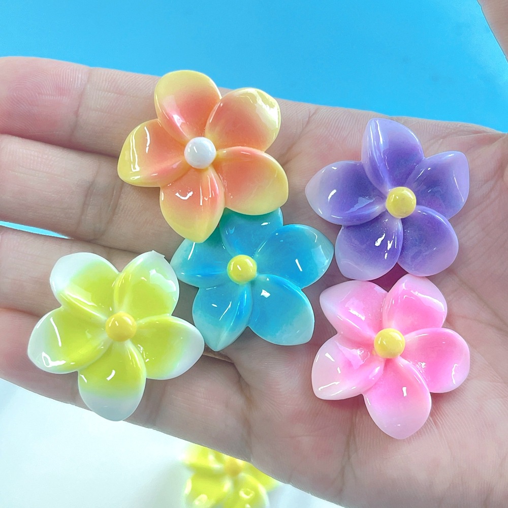 [3 #] Jibbitz Crocs Frangipani ที่คาดผมเรซิ่น ลายดอกไม้ ขนาด 3.1 * 3.1 * 1.2 ซม. แฮนด์เมด diy อุปกรณ์เสริม สําหรับรองเท้า SC