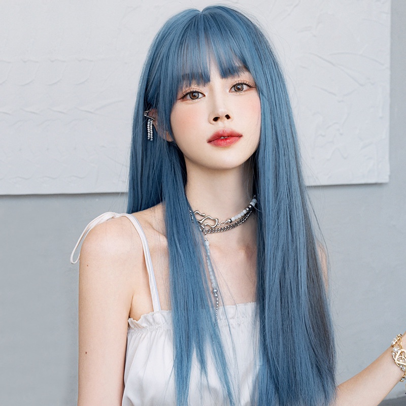 7jhh WIGS C-0339 วิกผมยาวตรง นางเงือก สีฟ้า สําหรับผู้หญิง
