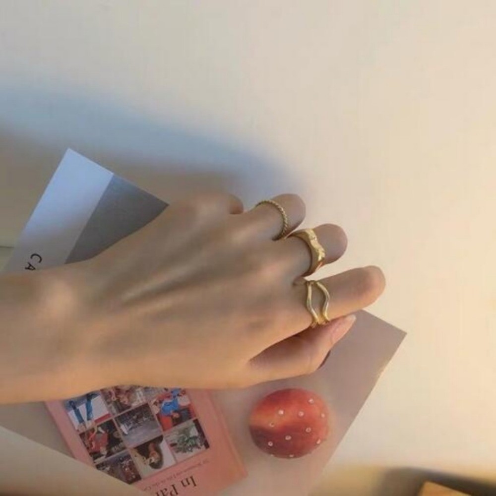 A HELLO GIRL แหวนนิ้วมือ แฟชั่นเรียบง่าย สําหรับผู้หญิง 3 ชิ้น / ชุด
