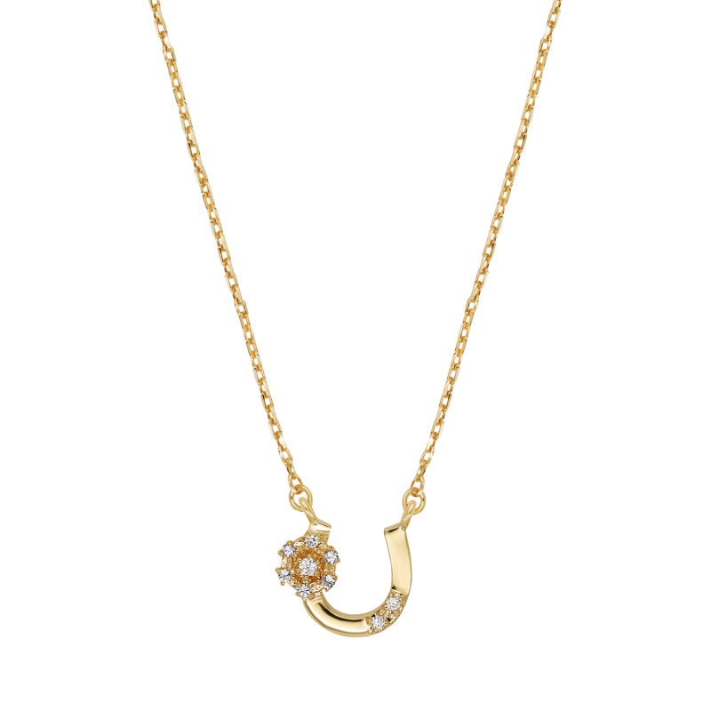A.CEMI Horseshoe Flower Necklace สร้อยคอเงินแท้ ชุบทอง 18K โรสโกลว์