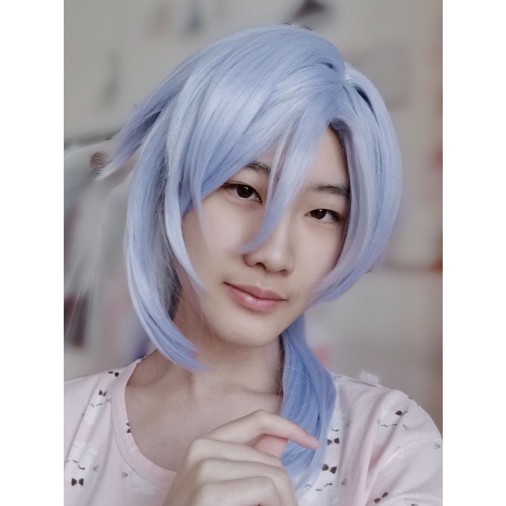 AOI Genshin Impact Kamisato Ayato Cosplay Wig 50cm Long Gradient Hair Heat Resistant Anime Party Wigs