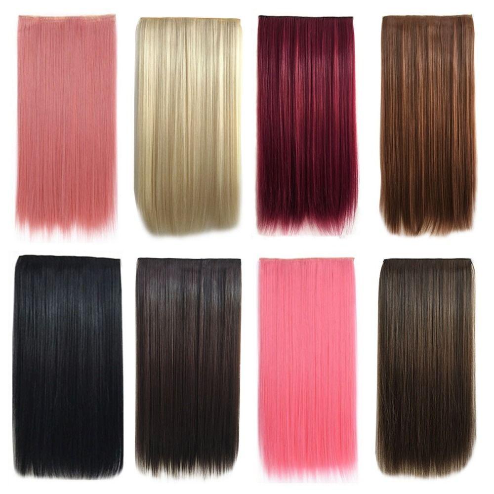 Aelegant กิ๊บติดผมยาวตรง สังเคราะห์ 5 คลิป ไร้รอยต่อ สีแดง หลากสี สําหรับผู้หญิง เด็กผู้หญิง