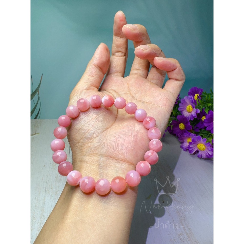 Agate สร้อยข้อมืออาเกตคริสตัลธรรมชาติ น่ารัก หินมงคล หินนำโคช พร้อมใบรับรอง