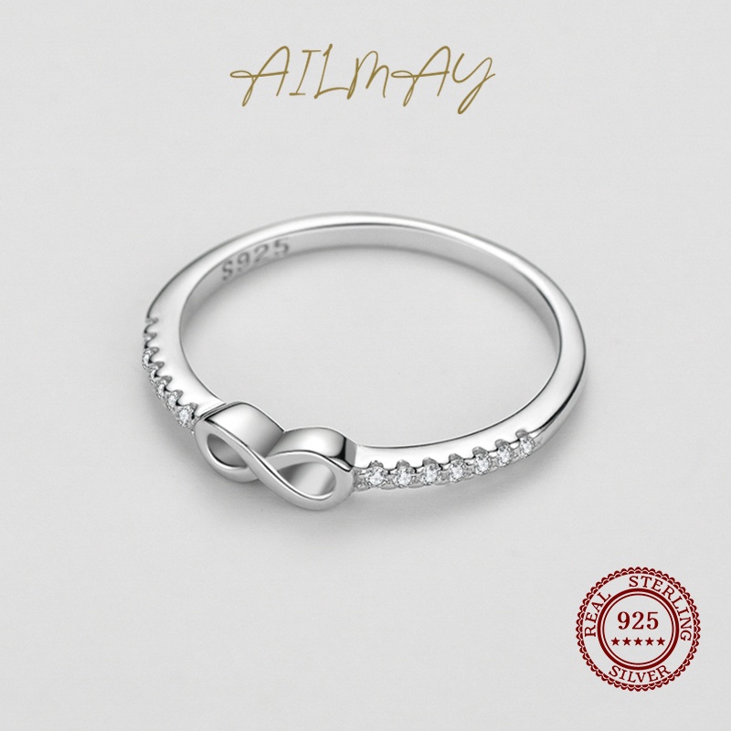 Ailmay แหวนเงินแท้ 925 รูปหัวใจ เครื่องประดับ สําหรับผู้หญิง งานแต่งงาน หมั้น