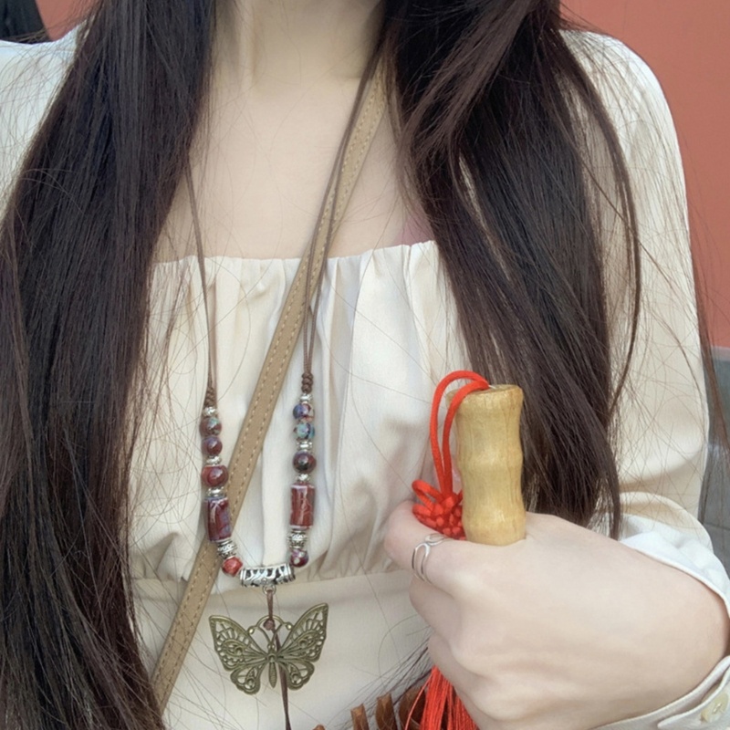 Arin สร้อยคอโซ่ จี้ผีเสื้อ ประดับลูกปัดเซรามิก หรูหรา