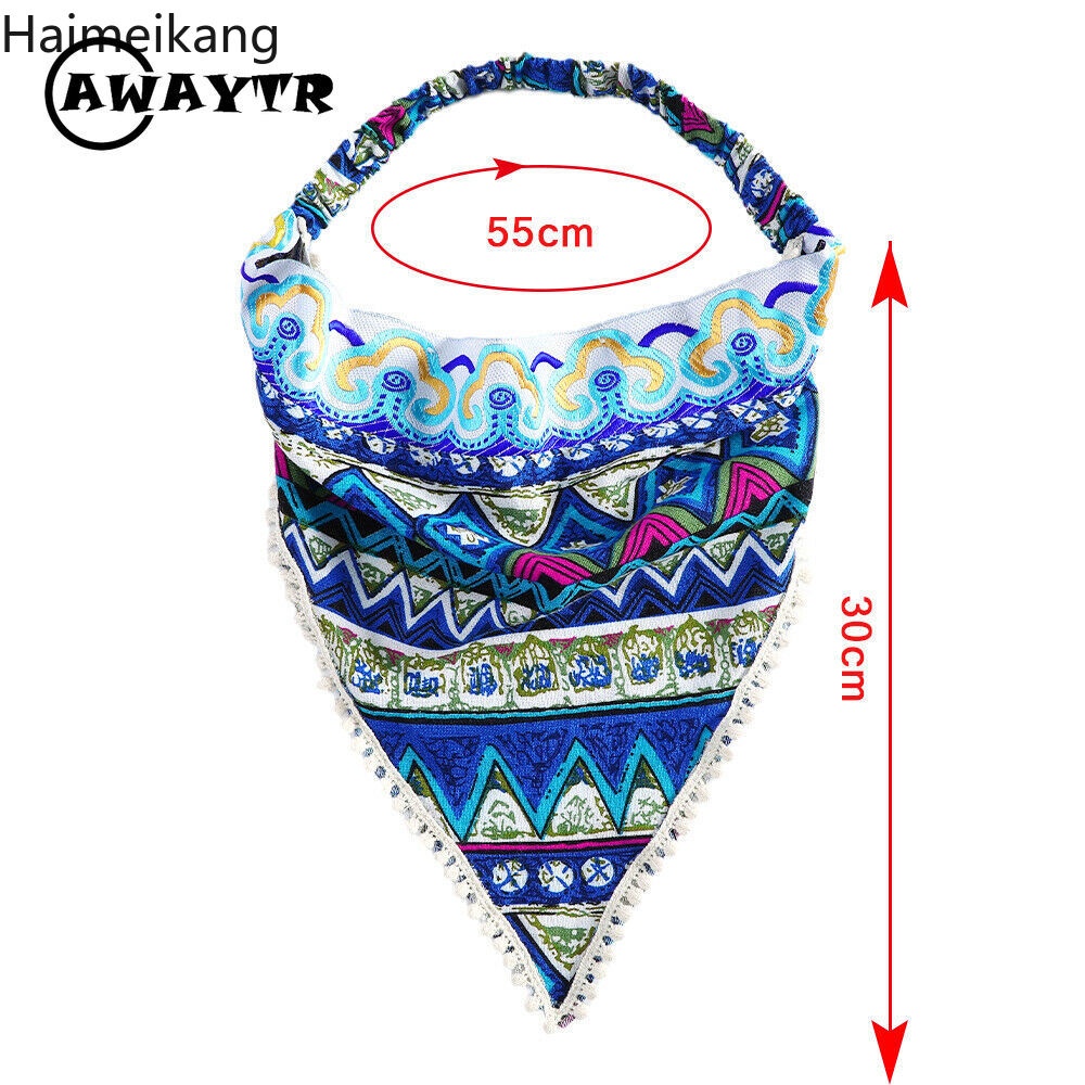 Awaytr ใหม่ผ้าโพกหัวผ้าโพกหัวพิมพ์ลายสไตล์โบฮีเมียนสําหรับผู้หญิง