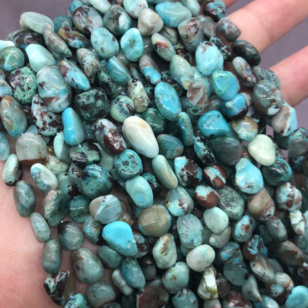 Azurite Turquoise Beads ลูกปัดสีเขียวขุ่นหินหลวมธรรมชาติกรวดรูปร่างผิดปกติ DIY
