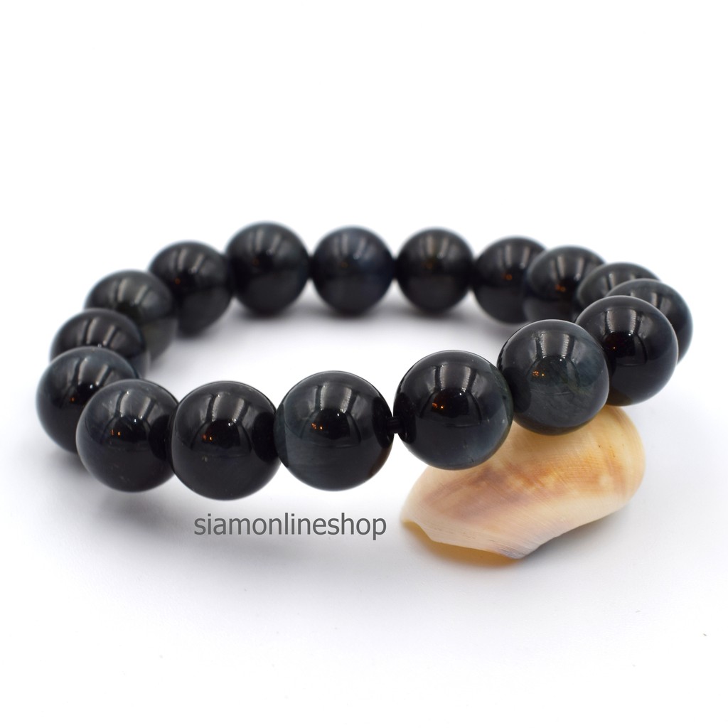 BLACK OPAL หินแบล็คโอปอล ขนาด 10 มม. สร้อยข้อมือหินแท้ by siamonlineshop
