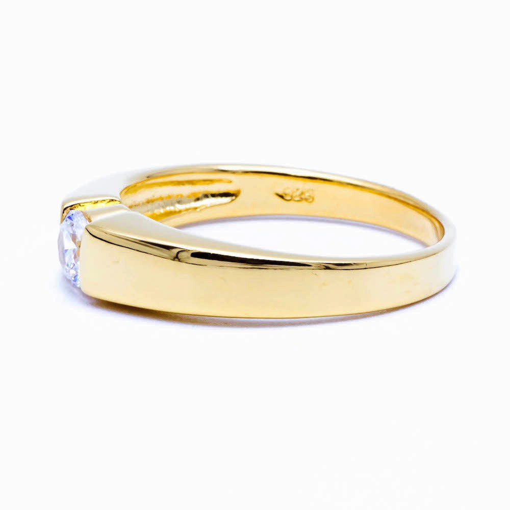 Beauty Jewelry แหวนผู้ชาย แหวนเงินแท้ 925 Silver Jewelry ประดับเพชร CZ รุ่น ฺRS2250-GG เคลือบทองแท้หนาพิเศษ