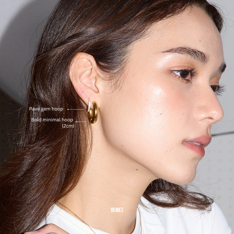 Bemet pave gem hoop (925 sterling silver)