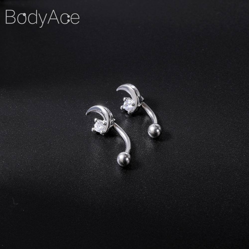 Bodyace 1 ชิ้น สเตนเลส คิ้ว เจาะ ดอกไม้ คริสตัล ลิป แหวน เอเลี่ยน โค้ง บาร์เบล เกลียว เจาะ ต่างหู