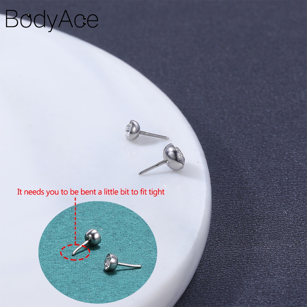 Bodyace ต่างหู สเตนเลส เจาะริมฝีปาก รูปหัวใจ ดวงจันทร์ คริสตัล 16 กรัม 1 ชุด