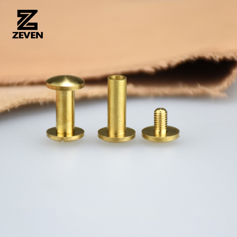 Brass Arc Belt Screw Stud Double Curved Head Chicago Nail Rivet For Leather Craft DIY Belt/strap Accessories-Multi-size