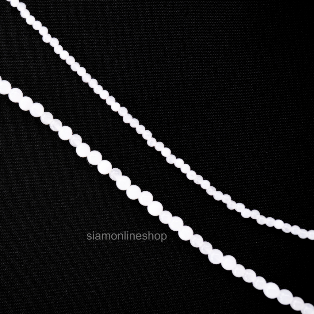 CHOKER สร้อยคอหิน หยกขาว หยกแท้ เลือกขนาดเม็ดหิน และความยาวได้ โชคเกอร์หิน white jade by siamonlineshop
