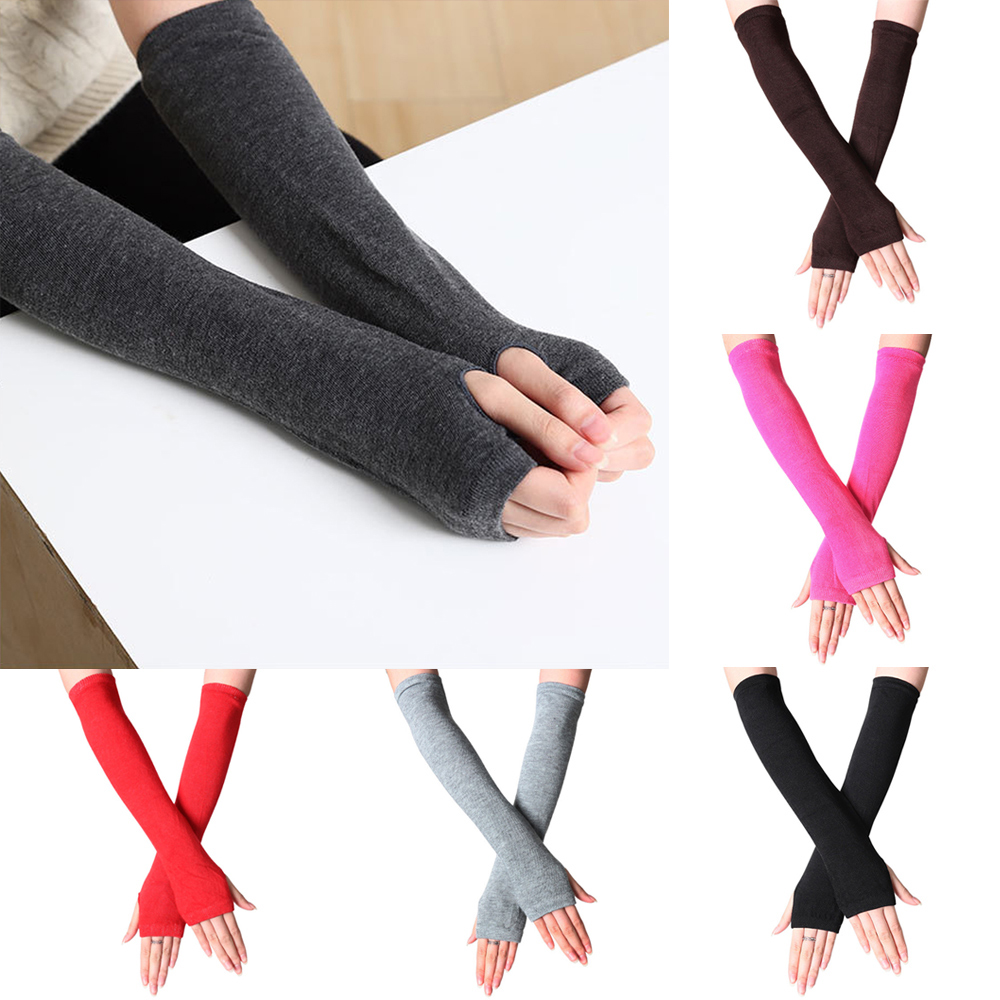 Cactu ถุงมือแขนยาว ผ้าฝ้ายถัก ลายทาง ให้ความอบอุ่น สไตล์คลาสสิก สําหรับผู้หญิง