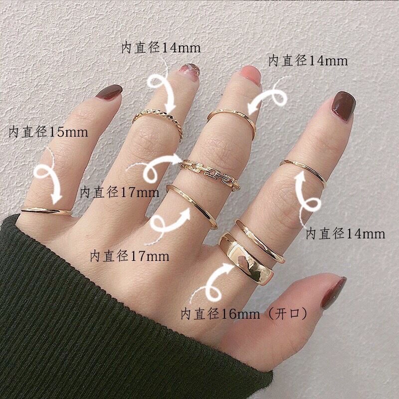 Chaoku ชุดแหวน ไร้สี สไตล์เกาหลี ฮิปฮอป เครื่องประดับ สําหรับผู้หญิง นักเรียน