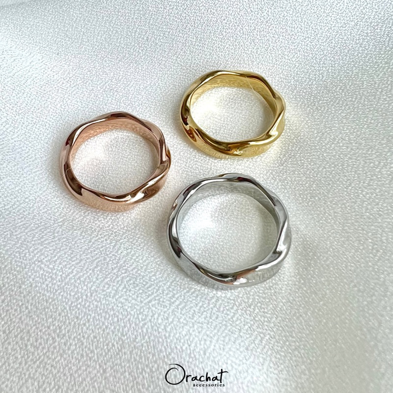Classy curve 14k ring (แหวนงานชุบ 14k สแตนเลส สวย ทน โดนแอลกอฮอล์ได้ ไม่ลอก)