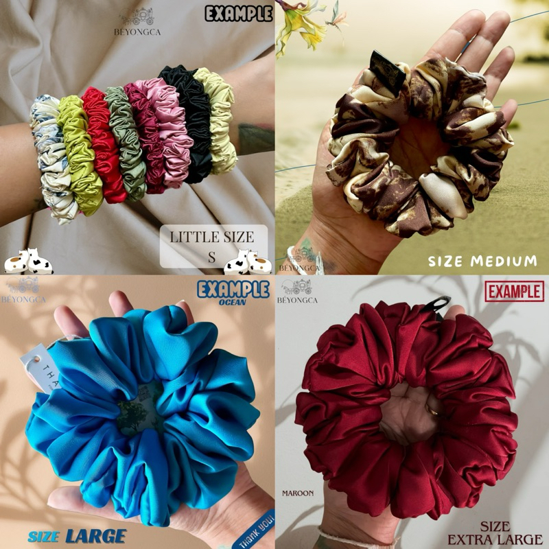 DALMATIAN HAPPY ( C ) ลายลิขสิทธิ์เฉพาะที่ BEYONGCA ผ้าซาตินพรีเมี่ยม SCRUNCHIES RUBBER BRAND หนังยางมัดผม ยางรัดผม