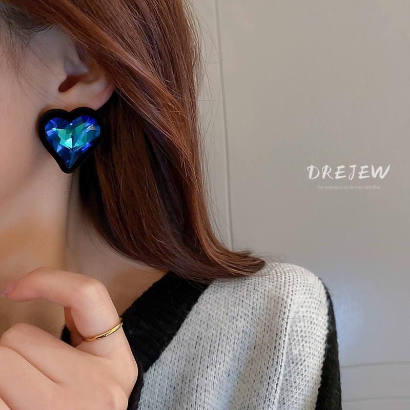 DREJEW ต่างหูเข็มเงิน 925 จี้รูปหัวใจ ประดับเพชร หลากสี เหมาะกับฤดูใบไม้ร่วง และฤดูหนาว