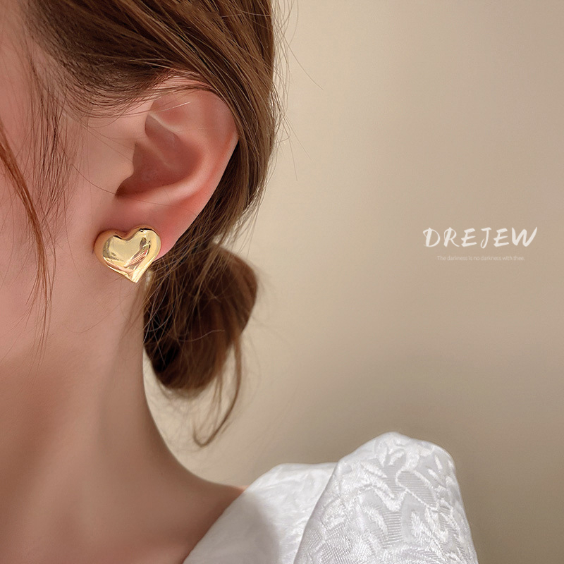DREJEW ต่างหูเข็มเงิน 925 จี้รูปหัวใจ เครื่องประดับแฟชั่น สไตล์เกาหลี สําหรับผู้หญิง