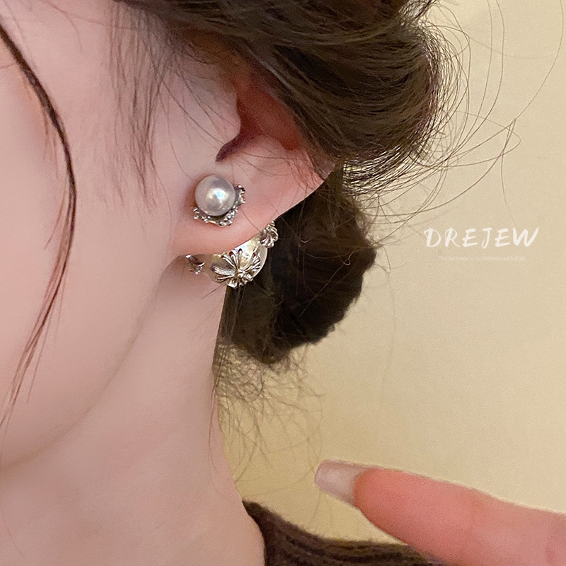 DREJEW ต่างหูเข็มเงิน 925 ประดับไข่มุก หรูหรา กันแพ้ แฟชั่น สําหรับผู้หญิง
