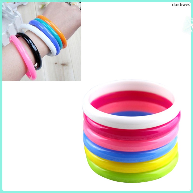 Daidiwes 6 ชิ้น สร้อยข้อมือ กําไลข้อมือ สีลูกกวาด เครื่องแต่งกายแฟชั่นเกาหลี