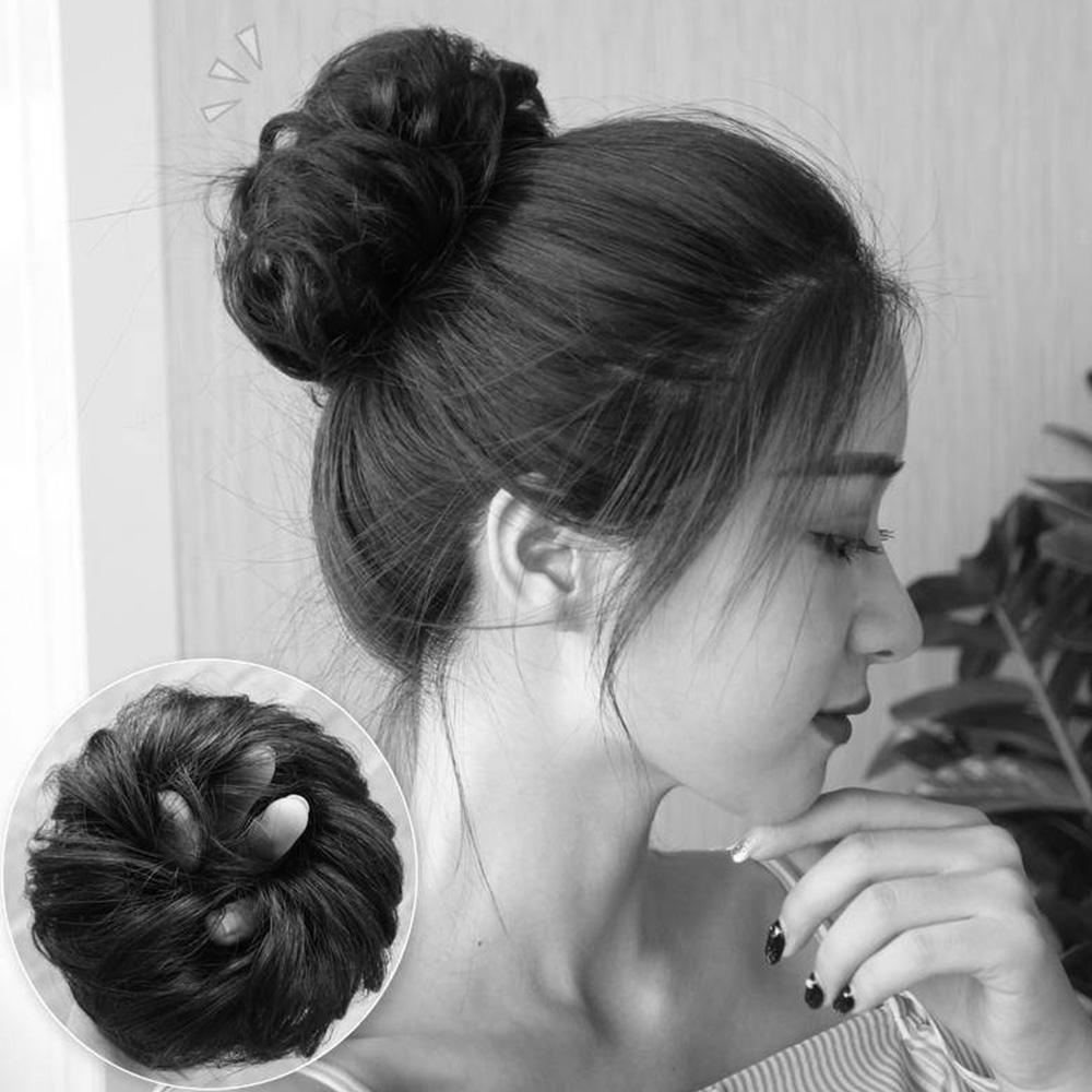 Daiga ยางรัดผมโดนัท สีน้ําตาลธรรมชาติ ยางรัดผมปลอม แบบหูรูด ผมหยิก Chignon