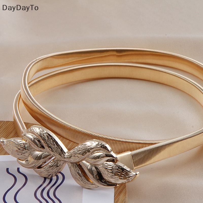 Daydayto เข็มขัดคาดเอว ยางยืด ประดับโบว์ สีทอง เครื่องประดับแฟชั่น สําหรับผู้หญิง TH