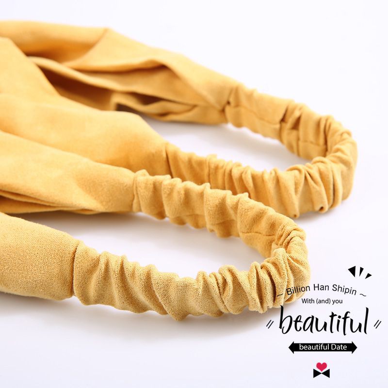 F004 ที่คาดผม หนังกลับ ไขว้ สีพื้น สไตล์เกาหลี เครื่องประดับ สําหรับผู้หญิง