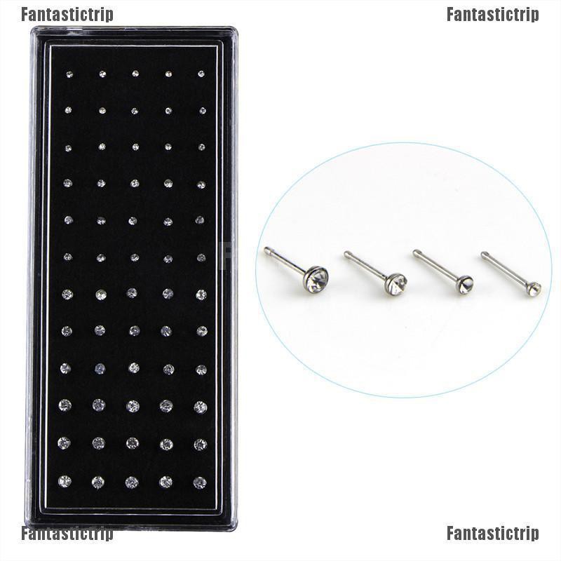 Fantastictrip 60X สเตนเลส สตั๊ดจมูก เครื่องประดับคริสตัล ร่างกาย